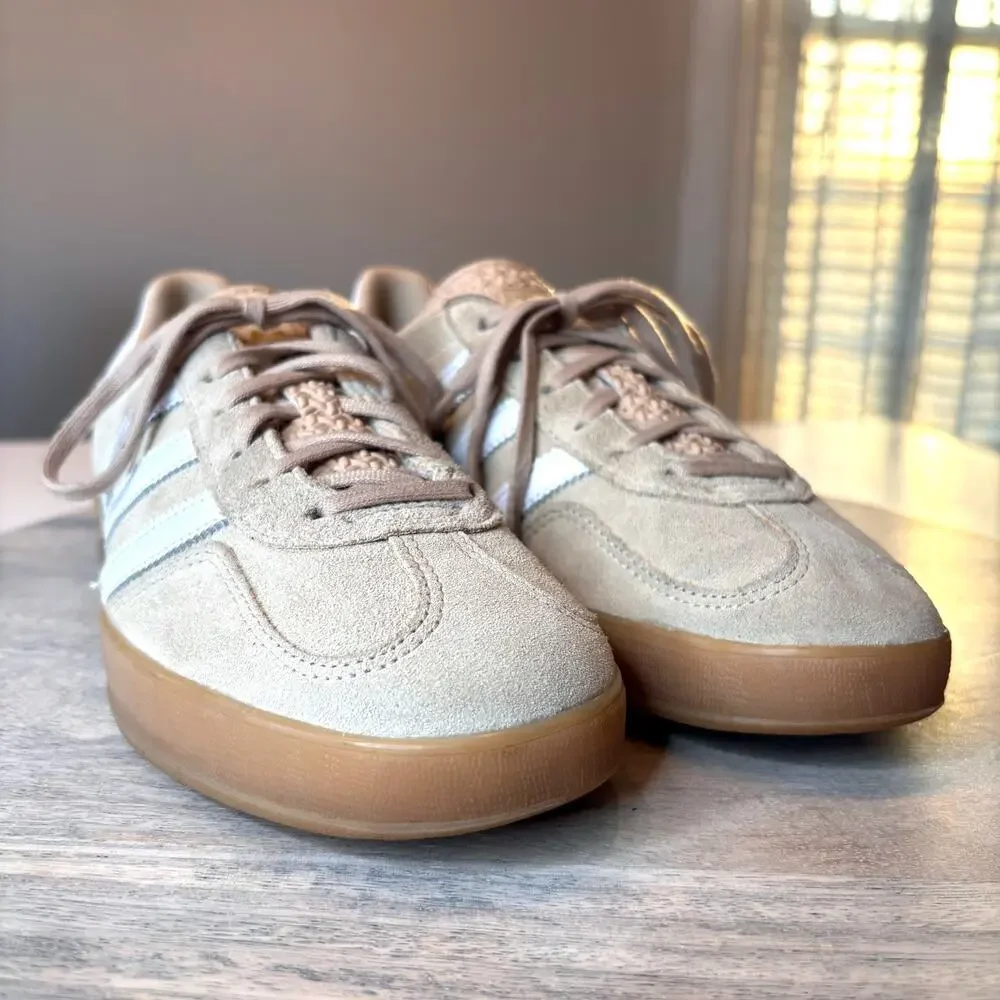 Adidas Gazelle Indoor Beige Gum Suede Sneakers Low Top Women's Shoes US Size 8